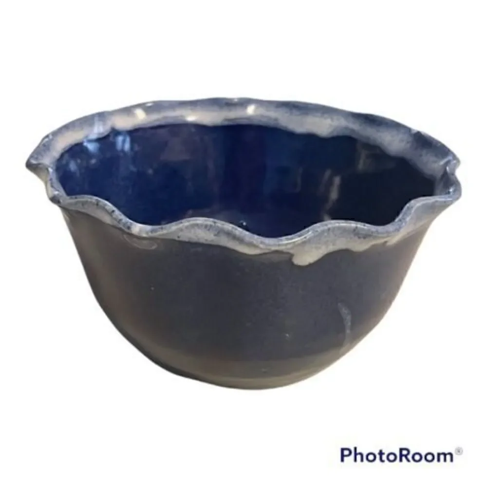 Vintage Blue Ridge Blue Pottery Apple Baker Ring Holder Trinket Dish Bowl Signed